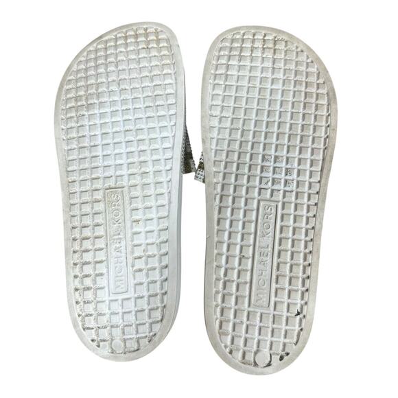 MICHAEL KORS Womens White And Gold Rhinestone Gilmore Slip On Sandals Slides 8M - Picture 9 of 10